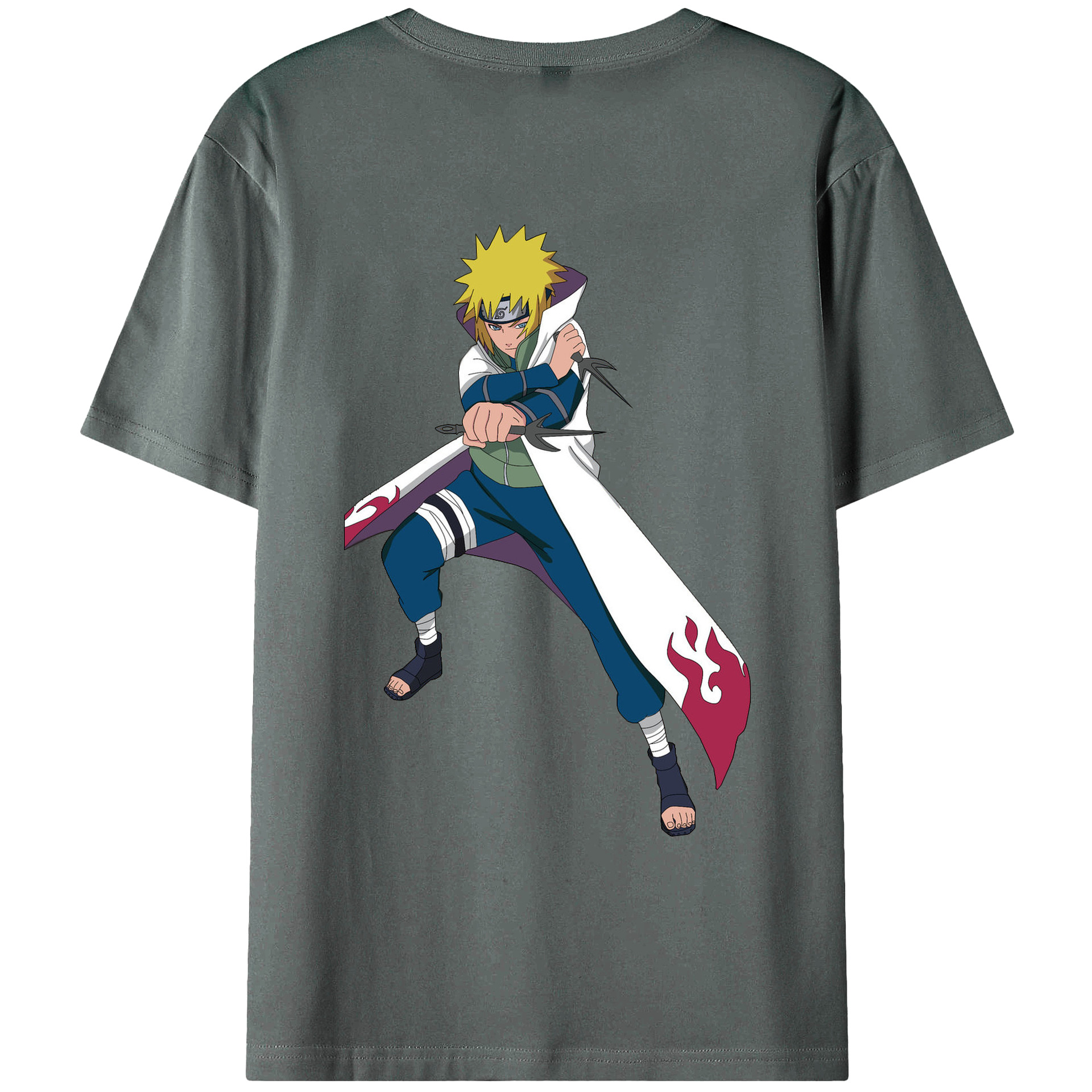 （画像用） NARUTO -ナルト- 波風 ミナト Namikaze Minato 綿100％ メンズ半袖Tシャツ（バックプリント） 通気性
